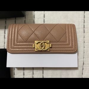 Chanel Boy Card Holder in Beige